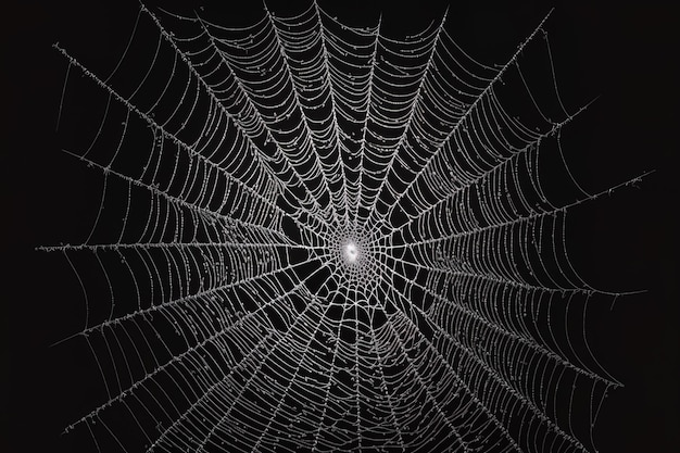 Spinnennetz Spinnennetz auf schwarzem Hintergrund Generative KI