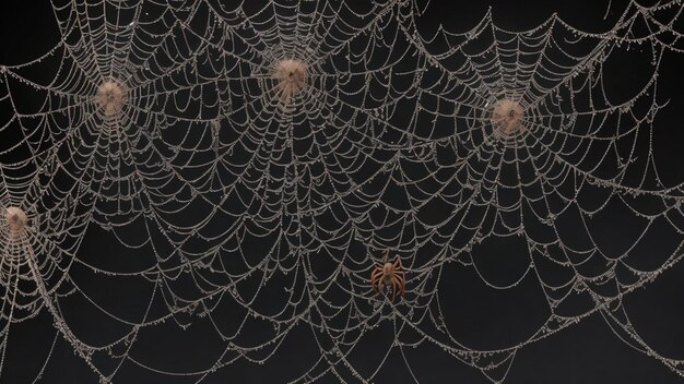 Spinnennetze auf schwarzem Hintergrund