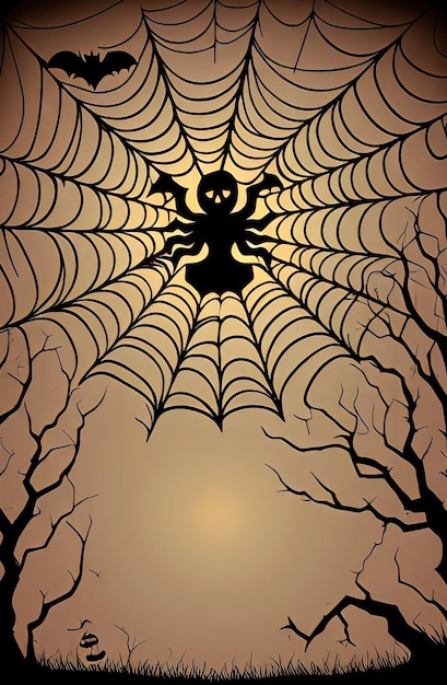 Spinnenweb mit einem Spinnenweb auf braunem Hintergrund