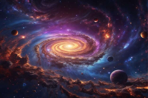 Spiral-Universum-Hintergrund, Weltraum-Hintergrund, Galaxie-Hintergrund, Milchstraße-Hintergrund, KI generativ