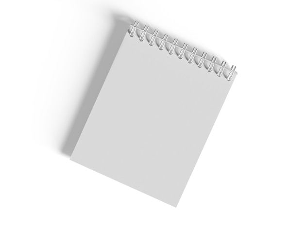 Spiralbinder-Notebook mit weißem Hintergrund auf 3D-Illustration