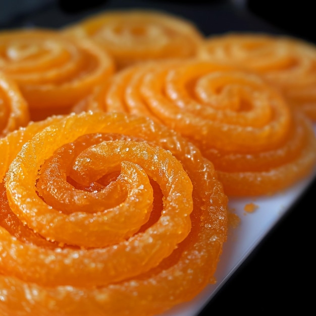 Spirale erfreut die indische Süßspeise Jalebi, ein Symbol der Festlichkeit für Social-Media-Beiträge