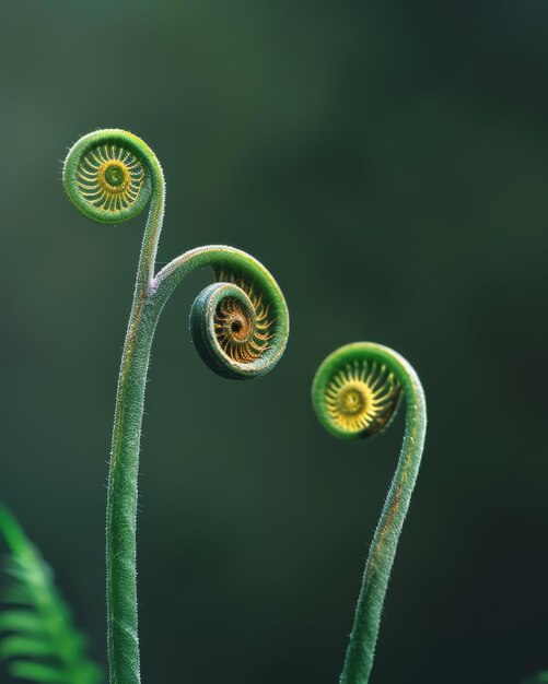 Spiralfarnblätter, die im Frühling auftauchen