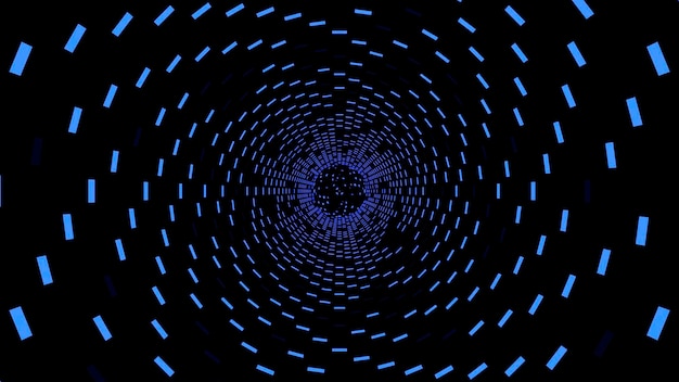 Spiralförmige, sich bewegende Rechtecke erzeugen den Effekt eines endlosen, sich drehenden Trichters mit nahtlosem Schleifendesign in Blau