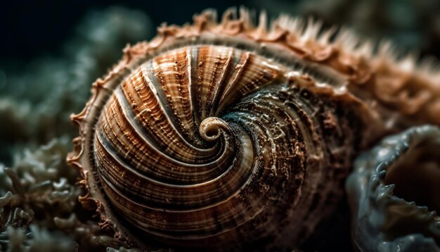 Spiralförmiges Muschelmuster von aquatischer Schönheit, erzeugt durch KI