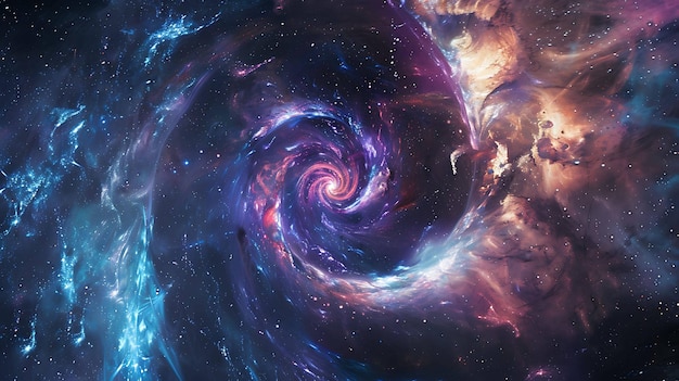 Spiralgalaxie mit leuchtenden Farben und Sternen