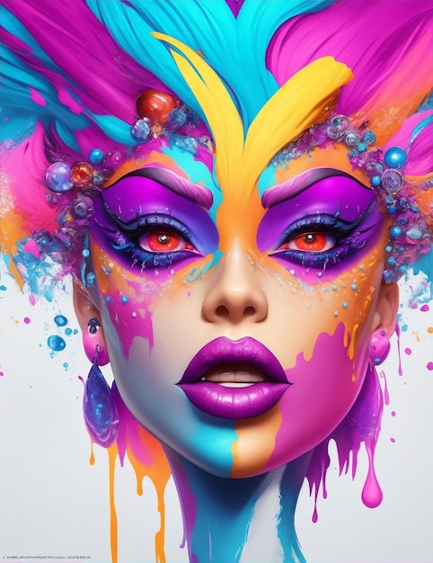 Splash art a cabeça de uma drag queen