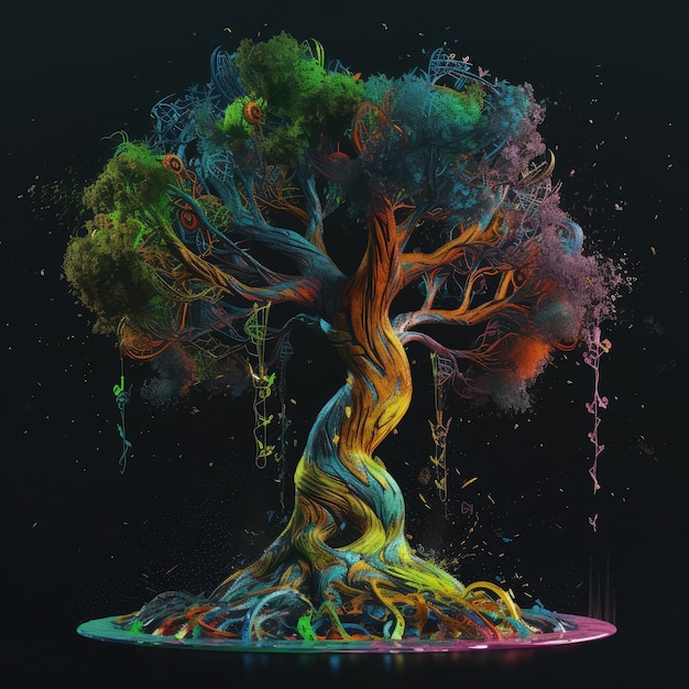 Splash art un árbol evolutivo generativo ai