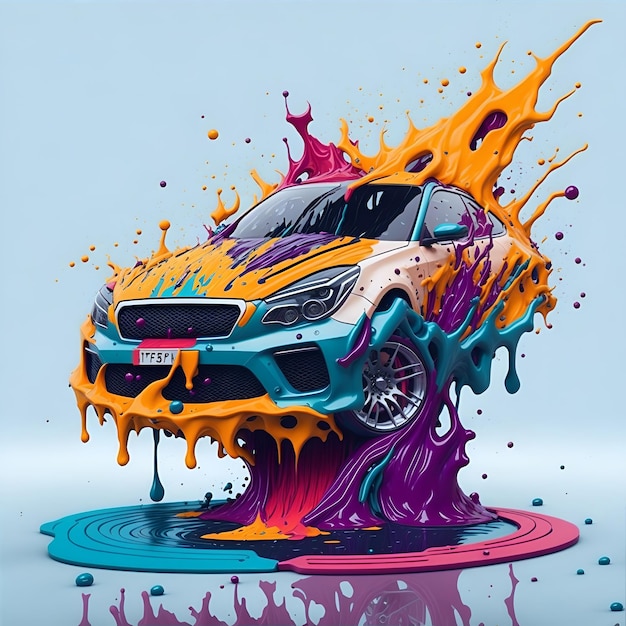 Foto splash art com forma de carro