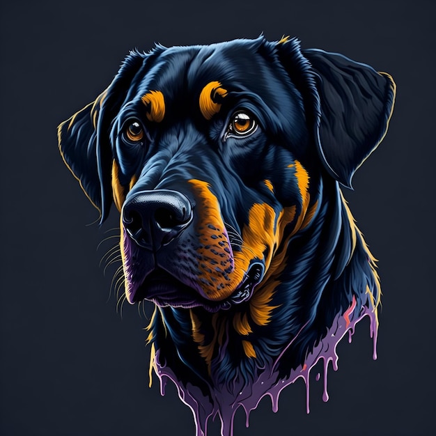 Splash art da pintura a óleo do cão Rottweiler