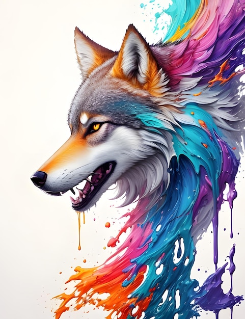 Splash Art Epic Wolf Head em fundo branco