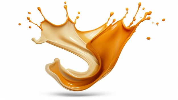 Splash de caramelo aislado sobre fondo blanco Ai generativo