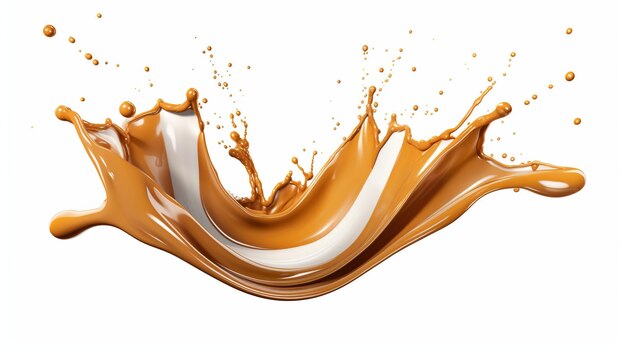 Splash de caramelo aislado sobre fondo blanco Ai generativo
