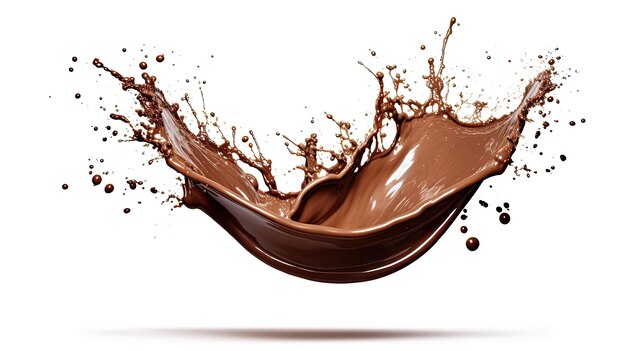 Splash de chocolate aislado sobre fondo blanco IA generativa