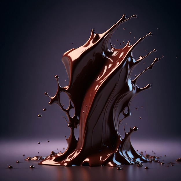 Splash chocolate renderização 3D