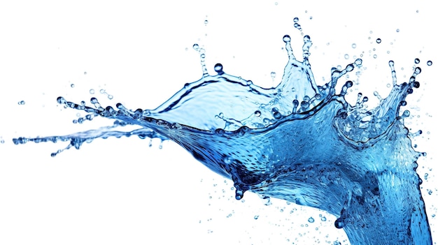 Splash de água azul isolado em fundo branco Generative ai
