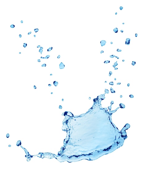 Splash de água azul isolado em fundo branco