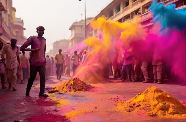 Foto splash de cores celebrando holi