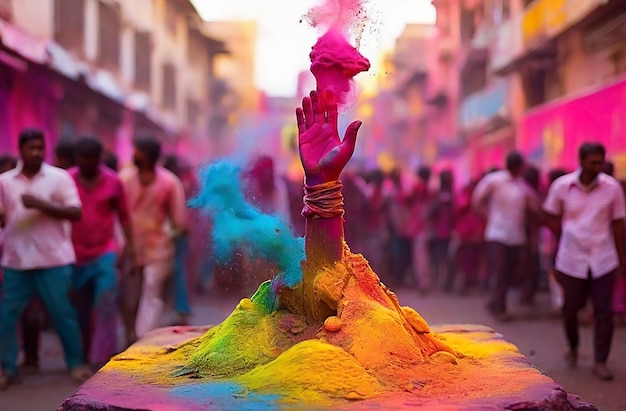 Splash de cores celebrando Holi