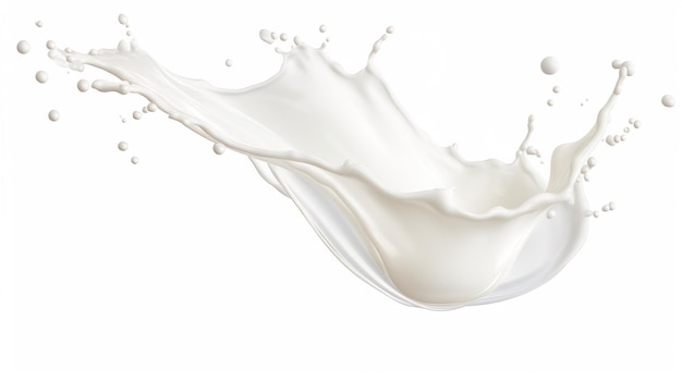 Splash de leite isolado em fundo transparente ou branco