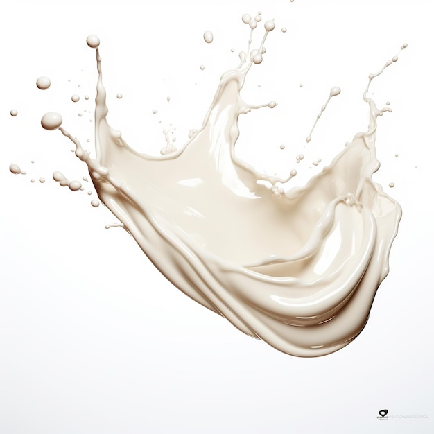 Splash de leite ou creme isolado em fundo branco ou transparente AI Gerado