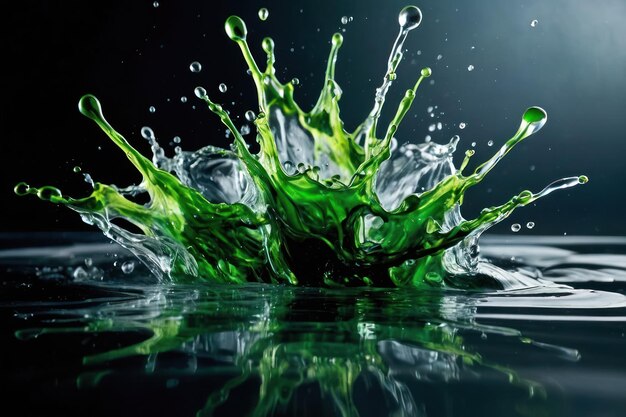 Foto splash de líquido verde dinâmico