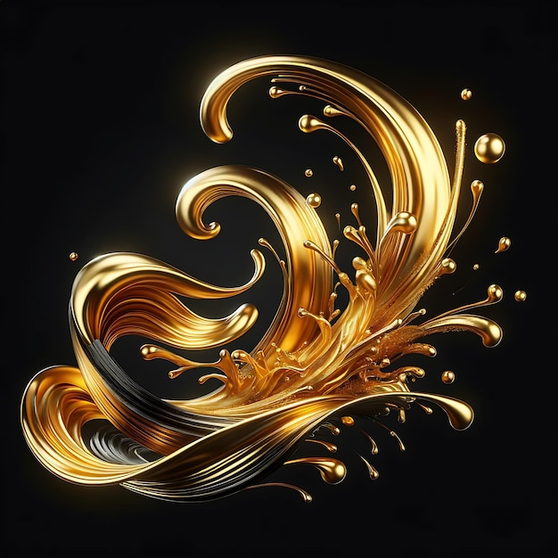 Foto splash de ouro de luxo movimento de fluido dourado abstrato fluido de ouro giratório