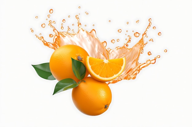 Splash de sumo de laranja fresco isolado em fundo transparente