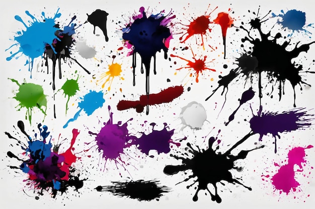 Splash de tintas coloridas em um fundo branco