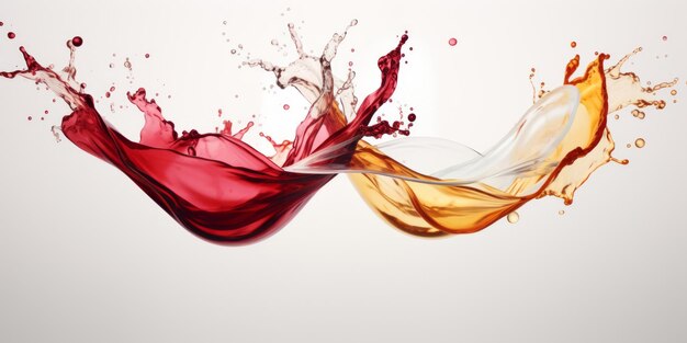 Foto splash de vinho vermelho e branco sincronizado