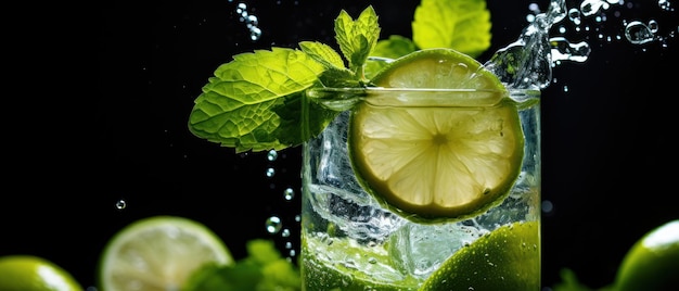 Splash em mojito felicidade hortelã e frescura de limão mojito tropical deleite citrinos spray folha de hortelã charme AI Generative