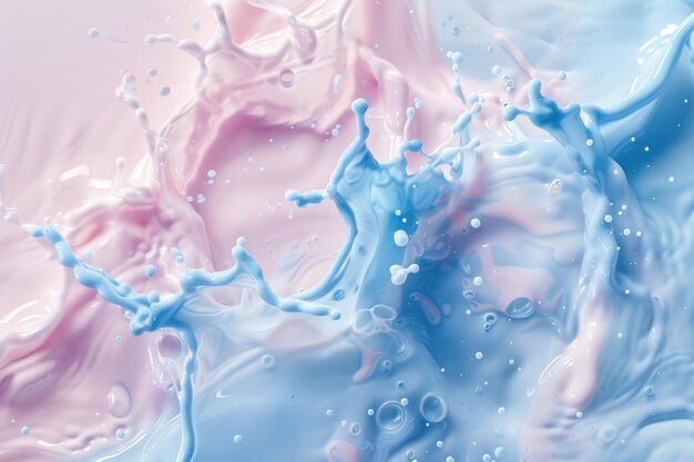 Foto splash hidratante cosmético agua tóner micelar o emulsión fondo abstracto de color azul