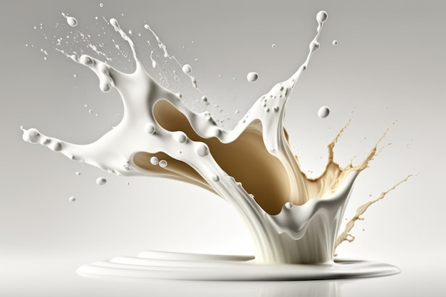 Splash Milch auf weißem Hintergrund Generative AI