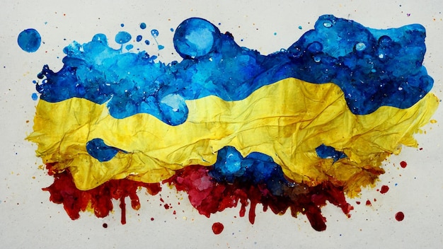 Splash Wasserfarbe auf Grunge Hintergrund der ukrainischen Flagge Nationalität