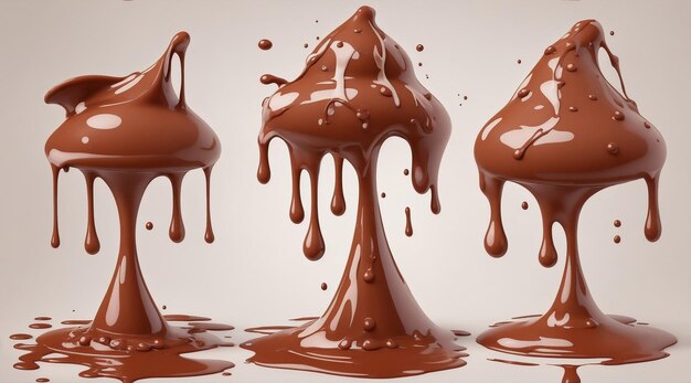 Splashes de chocolate isolados com grandes gotas de ia generativa