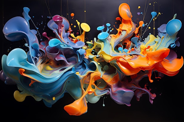 Splashes de pintura com redemoinhos coloridos