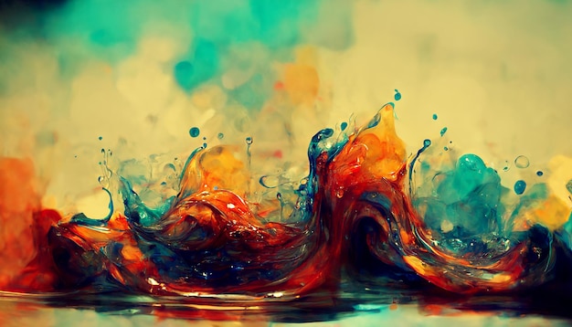 Splatter von dicken farbigen Farben abstrakte Hintergrundillustration 3D-Rendering