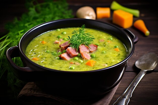 Split Erbsen Suppe Traditionelle herzhafte Suppe mit Schinken und Gemüse