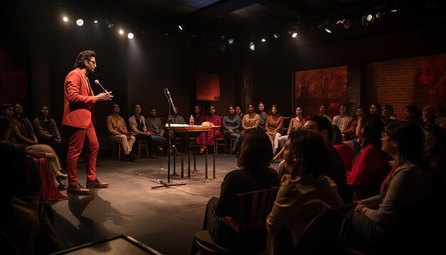Spoken Word- oder Poesieabend mit Künstlern, die Themen des Erbe-Kampfes und des Triumphs ausdrücken