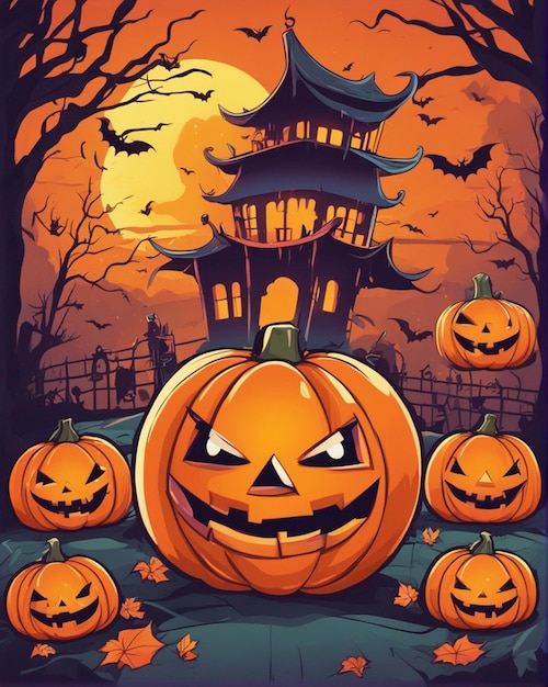 Spooktacular Pumpkin Ein gruseliges, süßes und lustiges Halloween-Feiern Vektor-Design-Gemälde