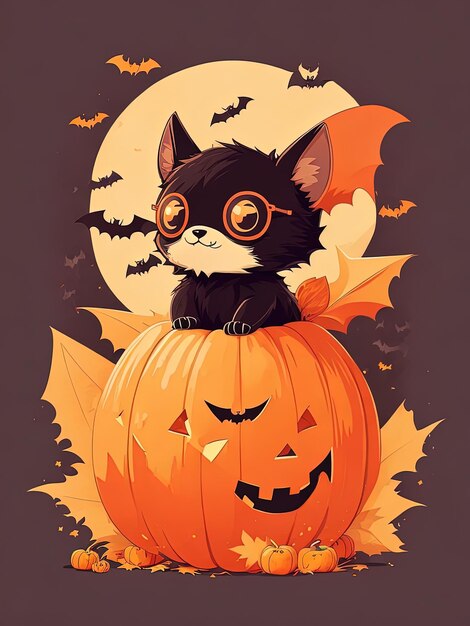 Spooky Fusion Bat Halloween e logotipo de abóbora para camiseta
