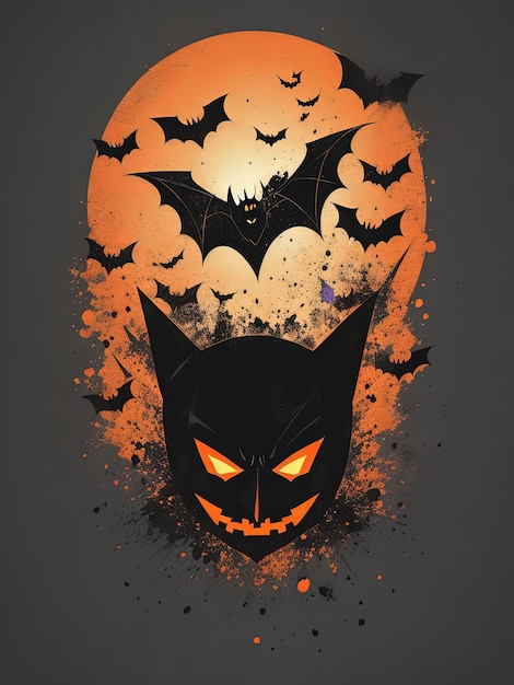 Spooky Fusion Bat Halloween e logotipo de abóbora para camiseta