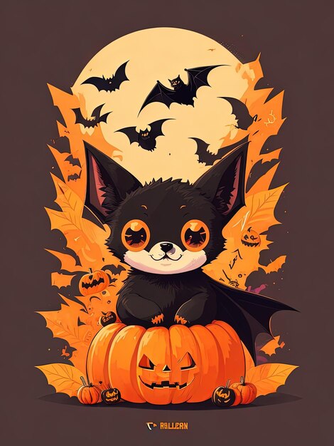 Spooky Fusion Bat Halloween y logotipo de calabaza para camiseta