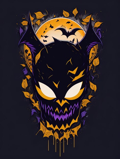 Spooky Fusion Bat Halloween y logotipo de calabaza para camiseta