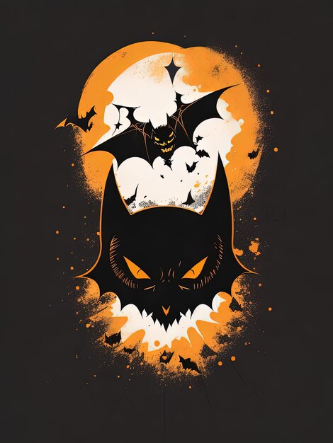 Spooky Fusion Bat Halloween y logotipo de calabaza para camiseta