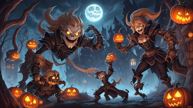 Spooky happy halloween castle ilustração de desenhos animados de fundo