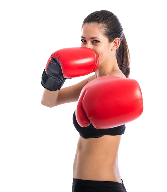 Sport Frau mit Boxhandschuhen
