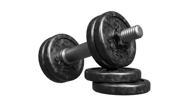 Sport-Lifestyle-Konzept mit One Dumbbells-Clipping-Pfad 3D-Rendering