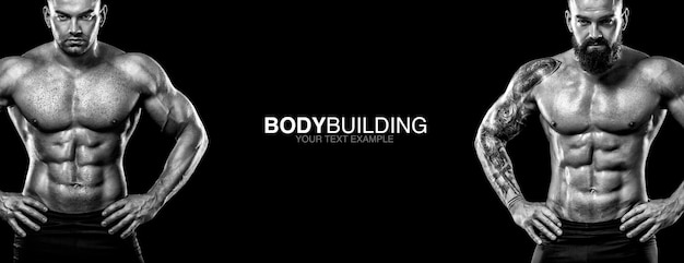 Sport-Wallpapier auf dunklem Hintergrund Power-Athletik-Bodybuilder Sport-Nährstoff-Banner