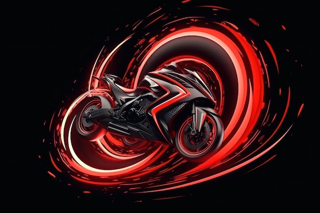 Sportfahrrad futuristisches Logo beleuchtetes Motorrad generative KI